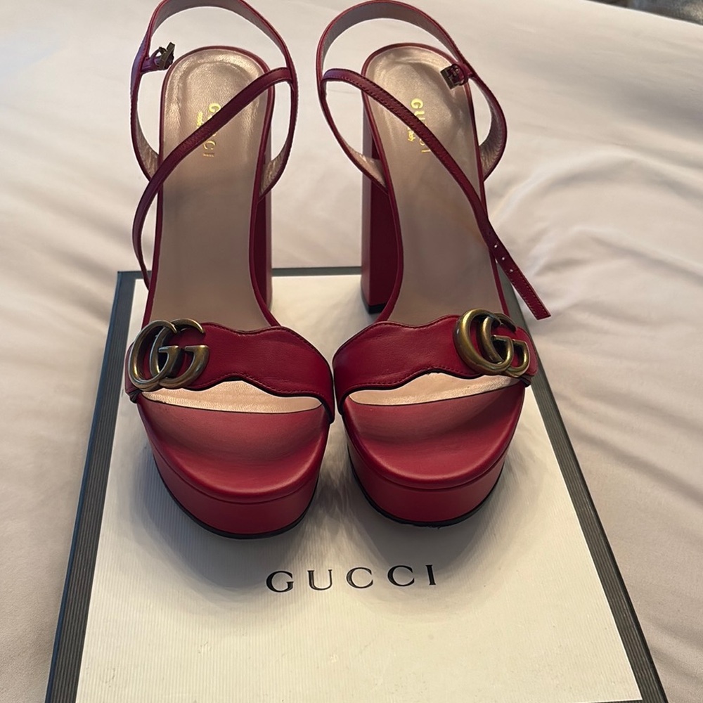 Gucci Red Platform Sandals